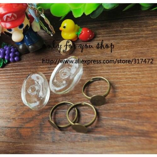 20aet/lot Oval Glass Bubble& Ring Base DIY Liquid Rings, glass bubble rings, glass bottle rings, wishing bottle