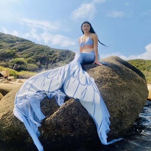 2021 New Big Mermaid Tail With Monofin Kids Adult Women Men Mermaid Tail with Flipper Beach Costumes Mermaid Swimsuits Swimswear