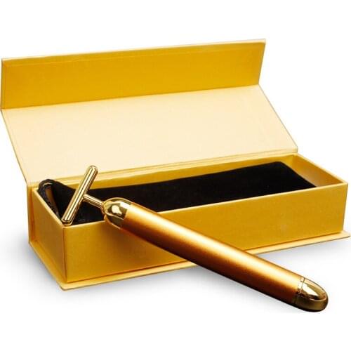 24K Gold T Beauty Bar Facial Roller Pulse Firming Massager Anti Aging Face Wrinkle Treatment Slimming Wrinkle Stick