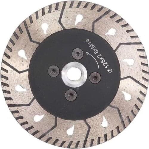 Diamond Turbo Saw Blade 5 inch (125 mm) Granite Stone Water-drop Shape Cutting Disc with Flange M14 Thickness 2.8 mm