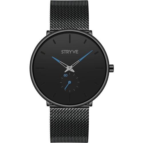 Stryve 9501 Watch Women Men Brand Luxury Minimalist Fashion Watch Waterproof Classic Black Ultra Thin Quartz Wristwatch Relojes