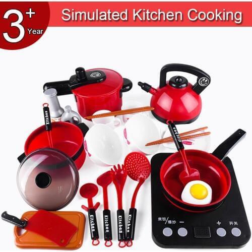 Children Pretend Play Kitchen Toys Girl Boy Simulation Kitchen Utensils Tableware Cooking Cookware Pot And Pan Educational Toys