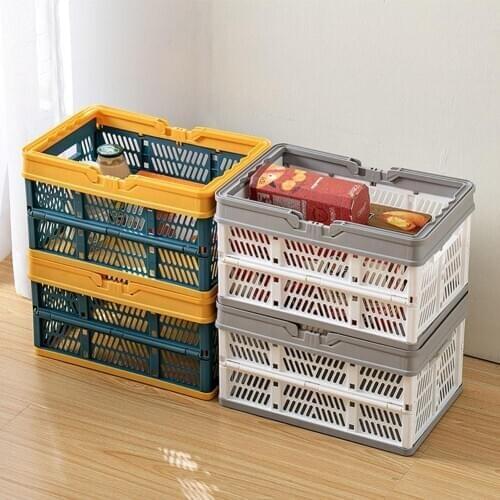 Hot Portable Folding Handle Food Storage Basket Picnic Desktop Organizer Container