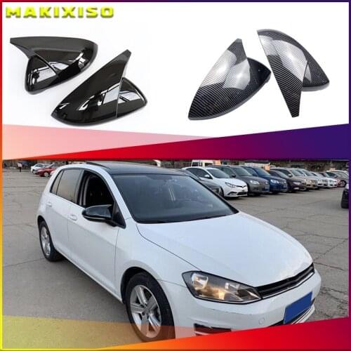 Black Horn Shape Side Wing Mirror Cover for VW Golf 7 MK7 7.5 GTD R GTI GTE VII Cap E-golf Sportsvan 2013 2018 2019 2020 replace