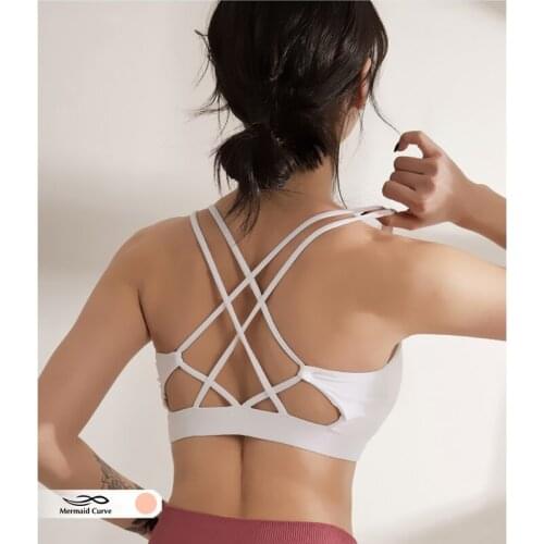 Mermaid curve Light Support Yoga bra strappy back cool feel Pilates bra removable cups sports bra Breathe Yoga workout Top