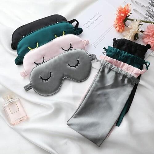 Imitated Silk Sleeping Eye Masks Shading Patch Cover Blindfold Adjustable Eyepatch Travel Relax Eye Care Tools With Bag