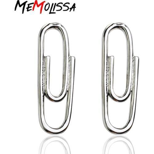 MeMolissa 3 pairs Big Promotion!! Paper clip Shape Cufflinks Silver Color Novelty Paper Clip Design Copper Material Men Jewelry