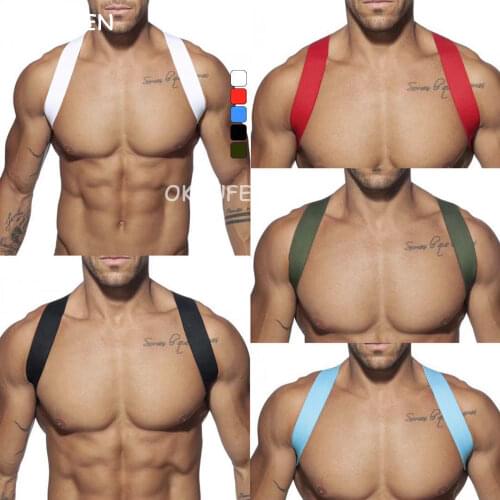 Nightclub mens chest straps, back, wide shoulders, anti-correction, humpback fashion, sexy tide, big party, splashing water, da