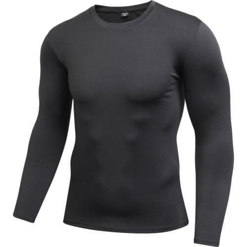 2019 Men Long Sleeve Tight Compression Trainning Tops T Shirts Fast Drying Fitness Base Layer Tops