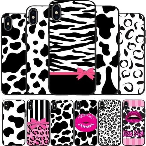 Cow Pattern Black White Black TPU Silicone Soft Phone Case For iPhone 11 12 Pro X XR XS MAX 5 6 7 8 Plus SE 2020