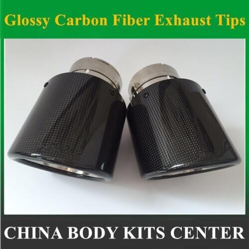 1 Pcs Car Exhaust Systems Gloss Carbon Muffler Tips Tail End Automotive Parts Rolling Edge Exhaust Pipe Styling Universal