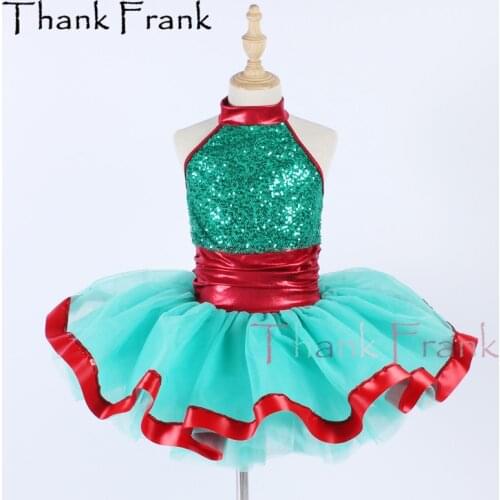 New Girls Sequin Ballet Dress Kids Sleeveless Tutu Dresses Women Metallic Red Dance Costumes Child Adult Green Rave Costume C757