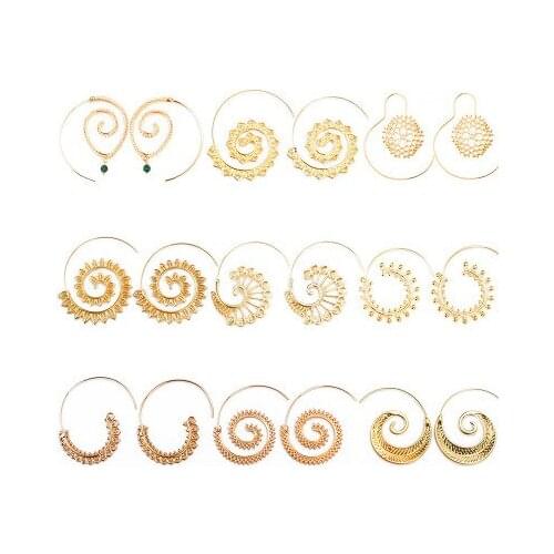 New fashionExaggerated variety of spiral spiral rhinestone gear earrings For Women girl Accessories jewelry wholesale