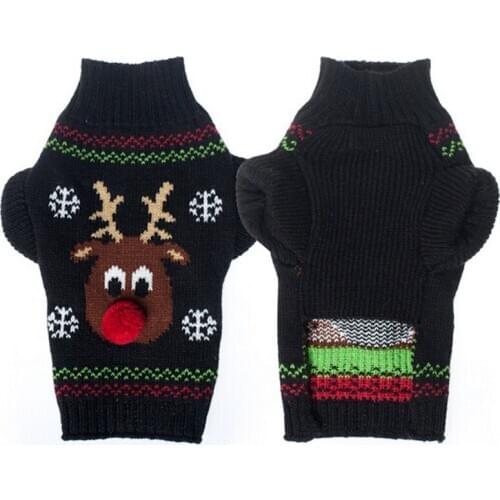 Dog Clothes Winter Red Nose Deer Xmas Dog Sweater Chihuahua Puppy Cat For Small Dogs Warm Christmas Elk Sweater Chihuahua
