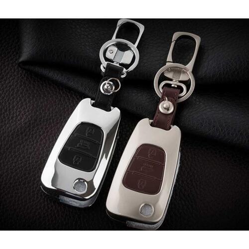 Peacekey Zinc alloy+Leather Car Key Fob Cover Case For Kia Rio K2 Sportage 2017 Optima K5 Ceed Sorento Soul Cerato K3 Forte Acce