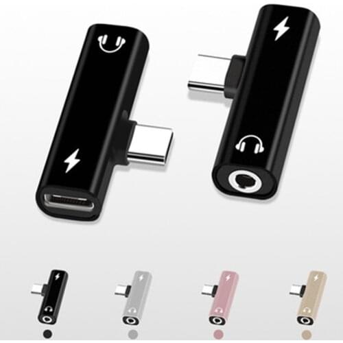 Micro USB Type C Adapter Accessories Adaptador T-shape Type C to 3.5mm Earphone Jack + TypeC Charge Jack for Xiaomi Huawei Phone