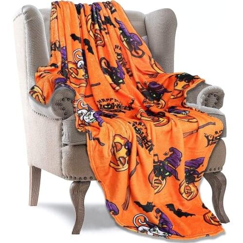 Halloween Blanket Decorations Spooky Cat Pumpkin Blanket for Couch Room Decor Halloween Throw Blankets