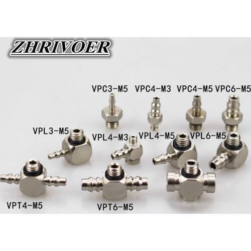 5Pcs Mini Male Thread Pneumatic Connector M3 M4 M5 M6-air Tube 3mm 4mm 6mm Straight Pneumatic Tube Air Quick Connect Connector