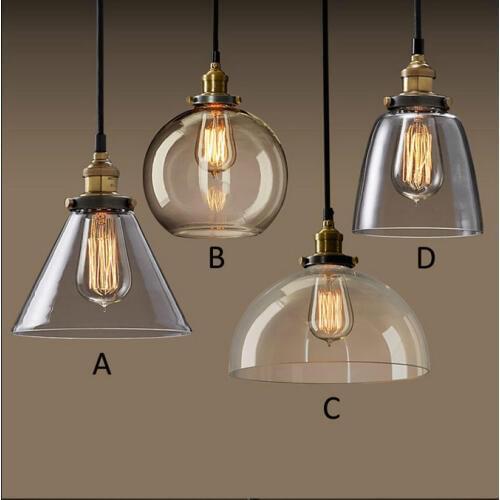 Light bulb pendant light copper glass restaurant pendant light single pendant light vintage retractable wall lamp american style