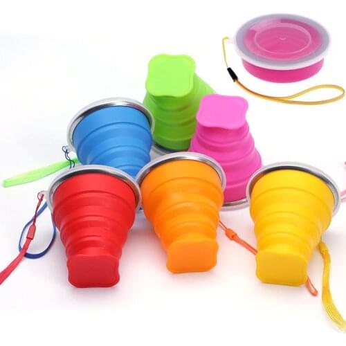 300ml Foldable Silicone Water Cup Outdoor Tralvle Sports Drinkware Cup Sport Water Bottle Drinking Glass Silicone Drink Bottle