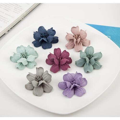 Mix color 5cm Handmade Microfiber Florals Korea suede 3D camellia Shape Fashion flowers Hair accessory Diy Hairpin decoration