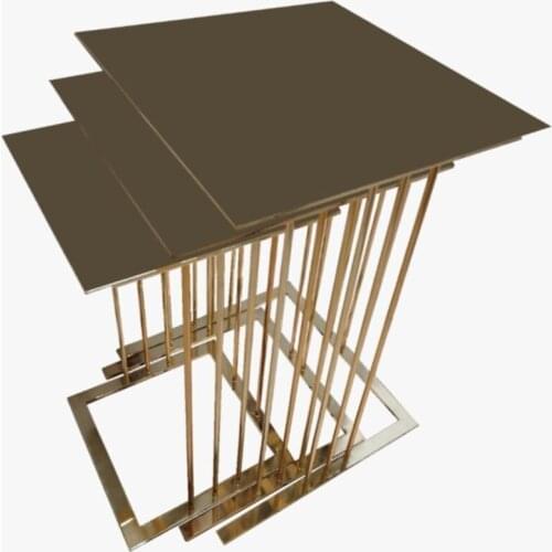 Modern Gloria 3'lü Metal Zigon coffee table coffee tables table basse furniture living room table