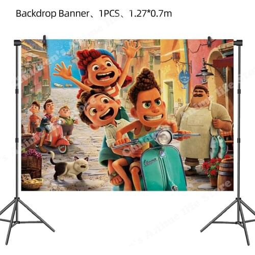 Disney Pixar Luca Party Birthday Background Cloth Cartoon Themen Backdrop for Photography Layout Anime Figures Party Decorations