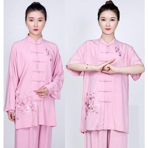 Traditional Chinese Kung Fu Uniform 11 Color Long Sleeve Linen Cotton Wushu Taichi Women Martial Arts Exercise Clothing 2021 New