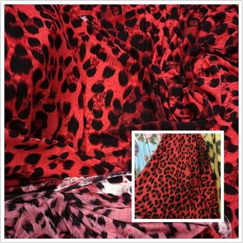 Red Leopard Printed Soft Fabric 4 Side Stretch Swimwear Micro Fiber Latin Dance Knitted Fabric DIY Sewing Stage Tights Sportwear