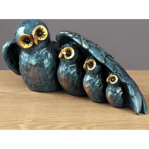 European-style Resin Ornaments Simulation Owl Family of Four Bedroom Room Bedside Table Small Ornaments Desktop Decorations