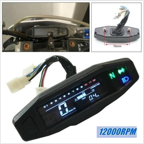 Universal RPM Motorcycle LCD Speedometer Mini Meter Odometer Electric Injection Carburetor Instrument with Sensor