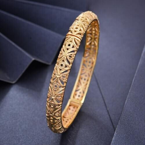 Wando 1pcs Dubai India Gold Color Bangs For Women Gold Bangle Cute Girls Women Hand Jewelry ArabAfrican American Gift