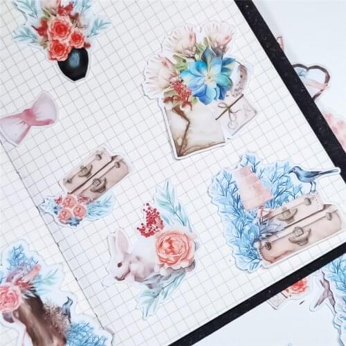 21pcs Refreshing Pink watercolor rose flower wedding cake Sticker Decoration Diary Scrapbooking Label Sticker Stationery