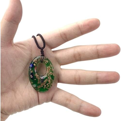 Green Tear Drop Shape Glazed Glass Statement Pendant Necklace- Women Charm Jewelry Necklace for Decoration Fashion