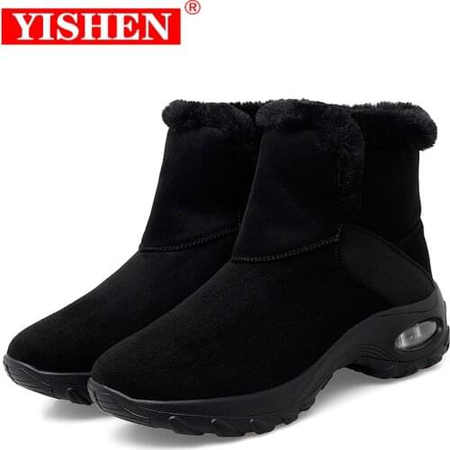 YISHEN 2021 Women Snow Boots Suede Plush Warm Casual Sneakers Ankle Booties Botas Mujer Platform Thick Slip On Lady Winter Shoes