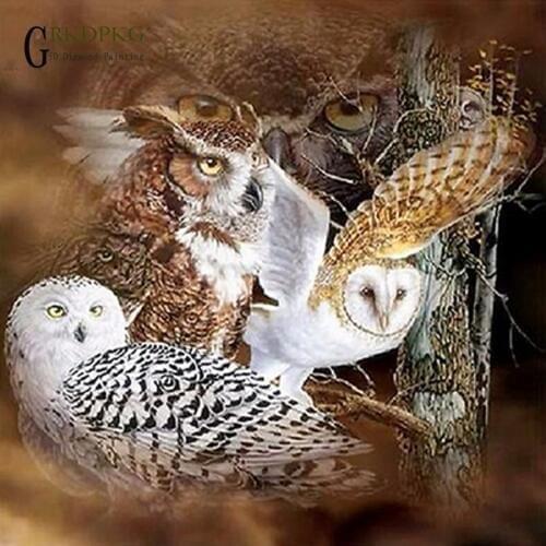 Animal owl art 5d diy diamond painting full square diamond embroidery Cross stitch pictures of rhinestones Wedding decoration
