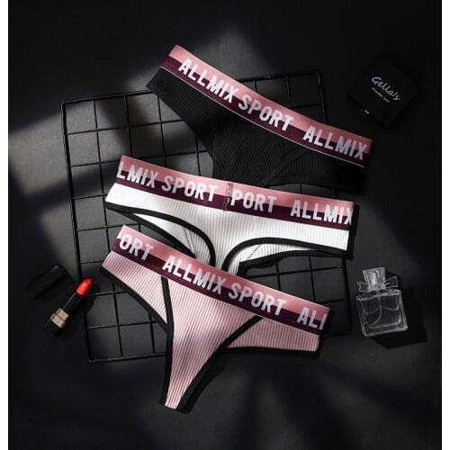 M/L/XL European Style 1Pcs Sexy Patchwork Color Low-waisted Letter Pattern No Trace Women Underwear T-back