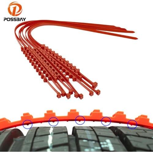10Pcs Car Winter Tire Wheels Snow Tire Nylon Orange Anti-skid Chains Outdoor Anti Slip Tyre Belt Chain Emergency Accessories