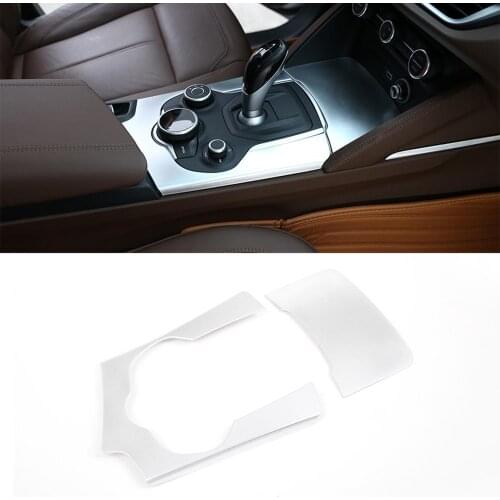 2pcs Chrome ABS Plastic Stickers Center Console Gear Shift Panel Cover Trim for Alfa Romeo Stelvio 2017-2019 Models Accessories
