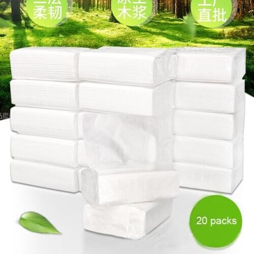20 packs pack Three Layer Disposable Wood Pulp Soft Napkin Paper Towel Toilet Tissues is delicate and smooth hotal paper