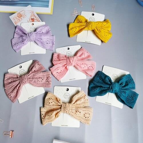 24 Pcs/Lot, 5.3 inch Lace Bowknot Hair Clips For Kids Girls, Large Lace Boutique Bow Hairpins, Baby Hair Accessories