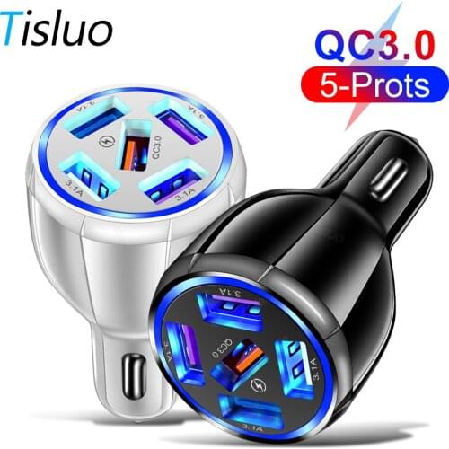 3A USB Car charger Quick charge 3.0 Fast Charging for iphone 12 11 xiaomi redmi Huawei Samsung 5 Port Mobile Phone Charge in Car