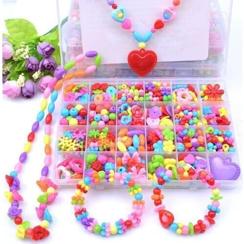 500-580pcs Creative Crafts For Kids Bead Set Girl Gift DIY Handmade Wearing Necklace Earring Bracelet Ring Toys For Children