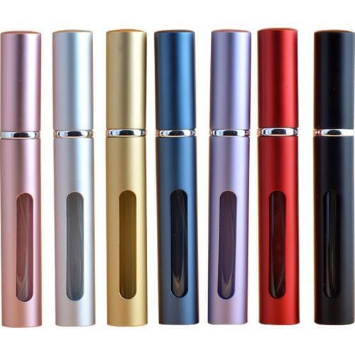 7pcs/set 5ml Mini Empty Aluminum Refillable Bottles Portable Travel Perfume Spray Cosmetic Containers With Atomizer Makeup Jars