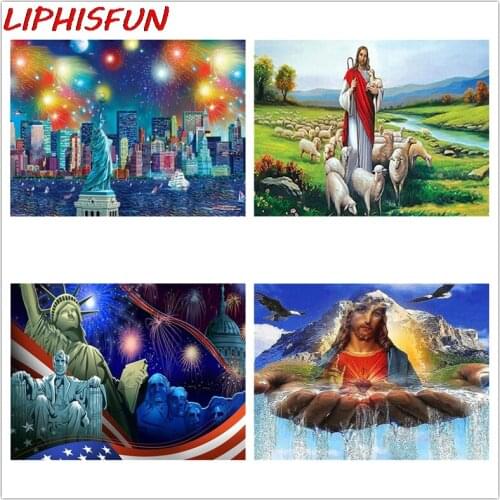 Full Square/Round Drill 5D DIY Diamond Painting liberty Statue Diamond Embroidery Jesus Cross Stitch Rhinestone Home Decor