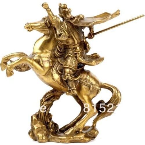 Bi00125 Chinese Ancient Hero Guan Gong Guan Yu ride on horse * bronze statue