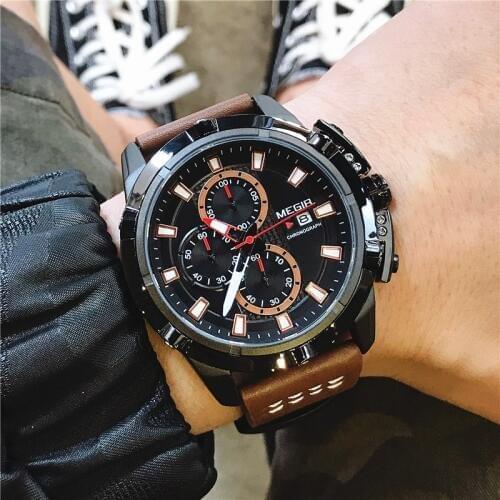 MEGIR Mens Watches Top Brand Luxury Quartz Gold Watch Men Casual Leather Military Waterproof Sport Wrist Watch Relogio Masculino