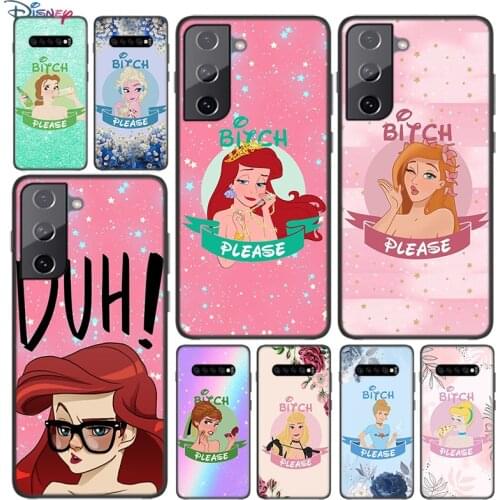 Soft Black Cover Princess Cartoon For Samsung Galaxy S21 S20 FE Ultra S10 S10e Lite S9 S8 S7 Edge Plus Phone Case