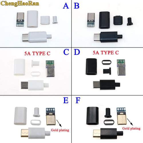 ChengHaoRan 100set OTG USB 3.1 Welding Male jack Plug Type C Connector with PCB Board Plugs 4 in 1 DIY Adaptor Gold plating