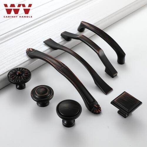 WV Zinc Alloy Black Bronze Cabinet Handles American Style Kitchen Cupboard Door Pulls Furniture Handle Drawer Knobs Hardware 936